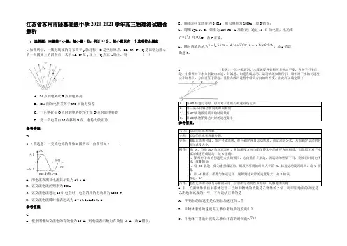 江苏省苏州市陆慕高级中学2020-2021学年高三物理测试题带解析