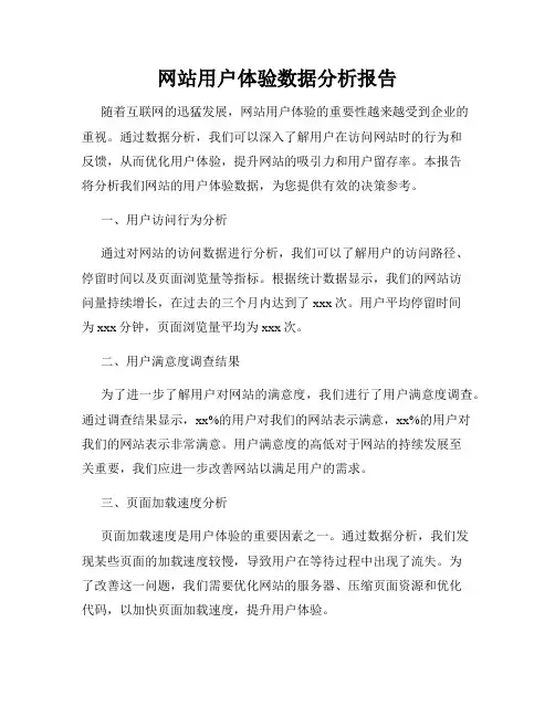 网站用户体验数据分析报告