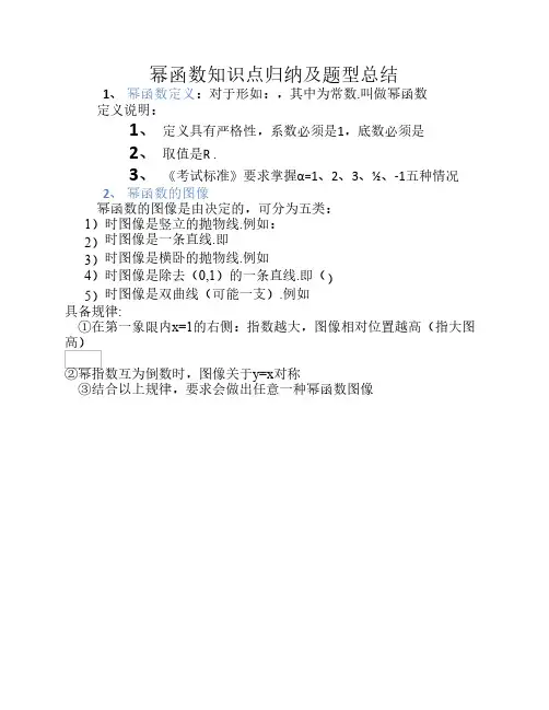 幂函数题型归纳
