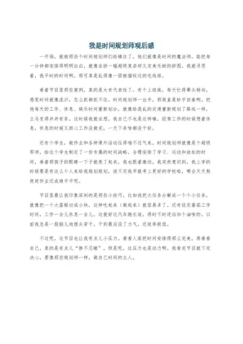 我是时间规划师观后感