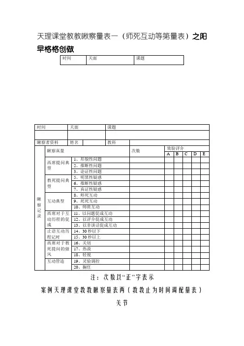 课堂观察量表范例