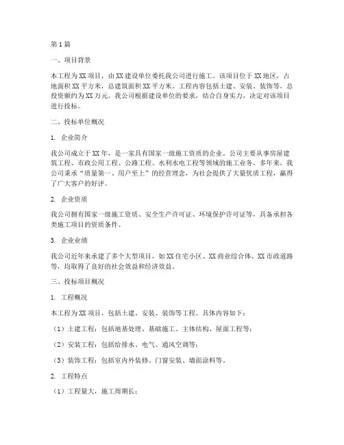 施工工程标书综合说明(3篇)
