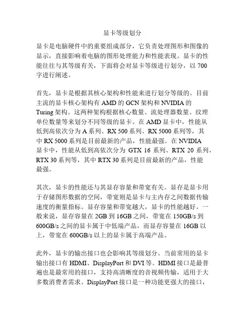 显卡等级划分