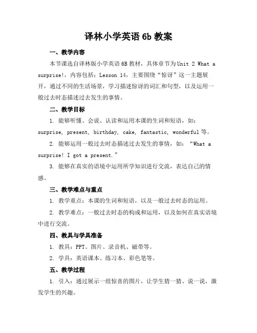 译林小学英语6b教案(1)
