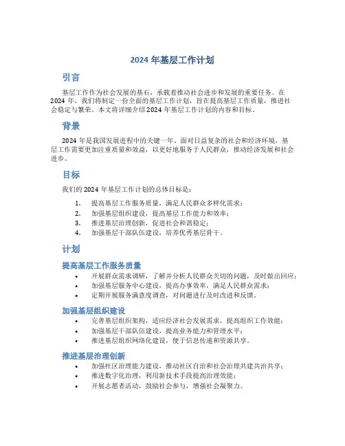 2024年基层工作计划