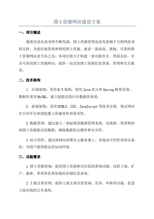 国土资源网站建设方案