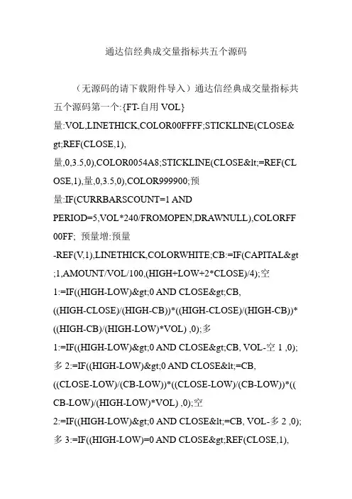 通达信经典成交量指标共五个源码