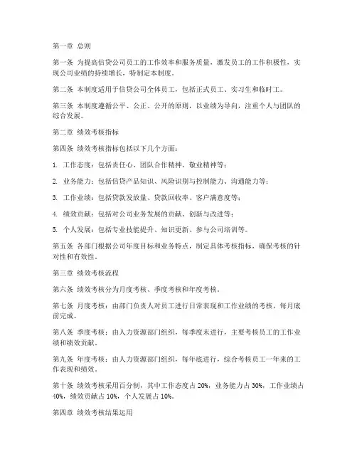 信贷公司员工绩效管理制度