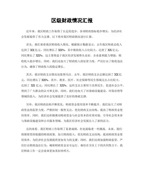 区级财政情况汇报