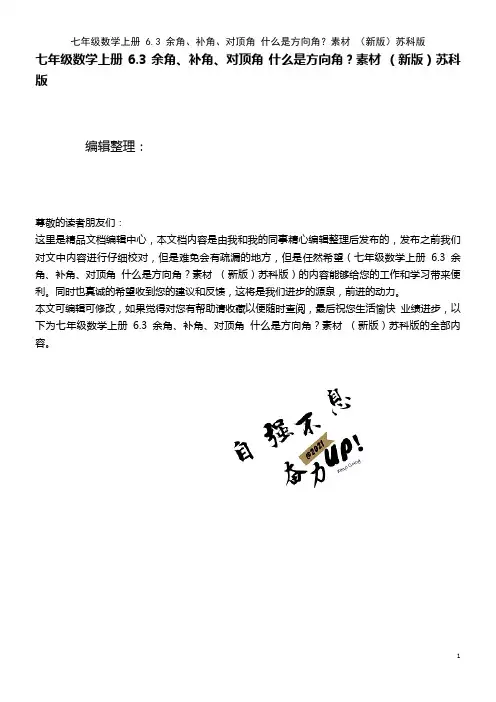七年级数学上册 6.3 余角、补角、对顶角 什么是方向角？素材 苏科版(2021年整理)