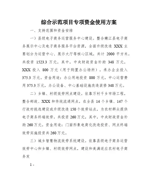 综合示范项目专项资金使用方案