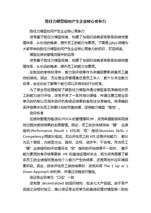胜任力模型如何产生企业核心竞争力