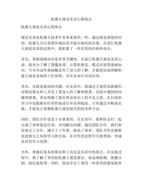 机器人视觉实训心得体会