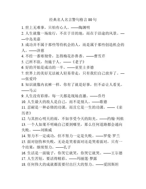 经典名人名言警句格言80句