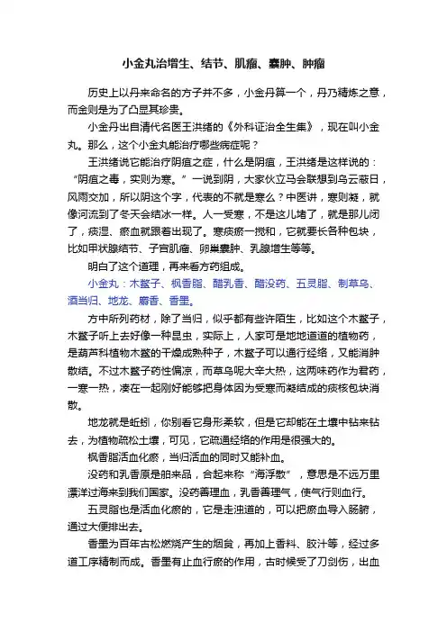 小金丸治增生、结节、肌瘤、囊肿、肿瘤