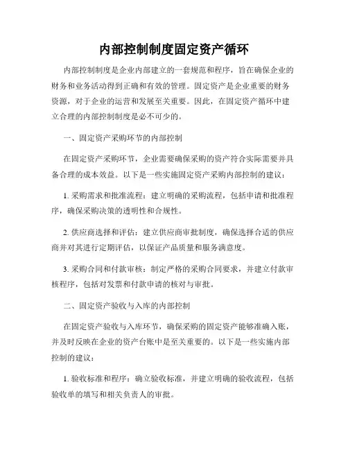 内部控制制度固定资产循环