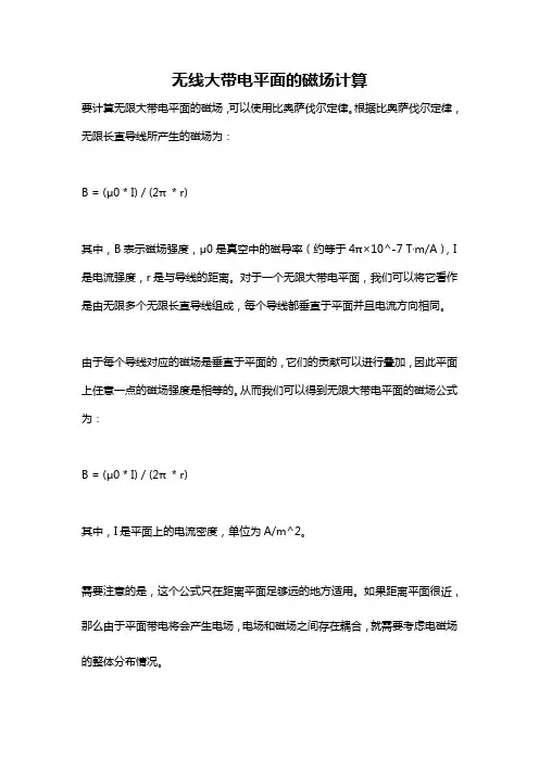 无线大带电平面的磁场计算