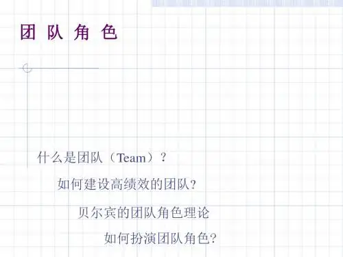 团队角色-团队建设培训教材