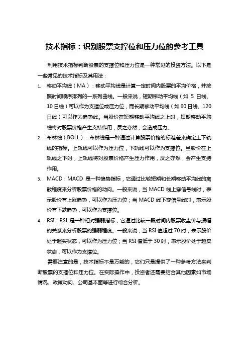 技术指标：识别股票支撑位和压力位的参考工具
