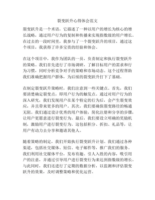 裂变跃升心得体会范文