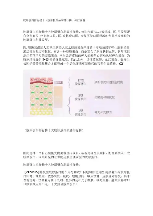 胶原蛋白排行榜十大胶原蛋白品牌排行榜、疯狂内卷~