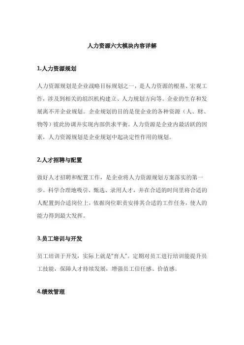 人力资源六大模块内容详解