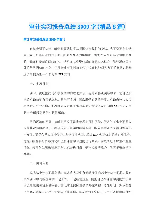 审计实习报告总结3000字(精品8篇)