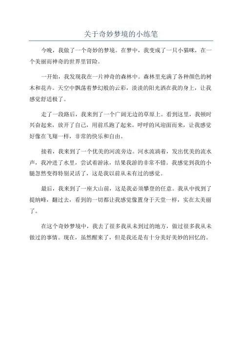 关于奇妙梦境的小练笔