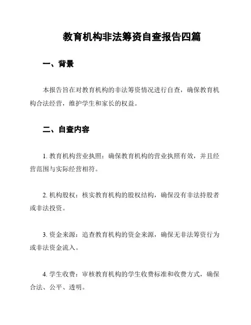 教育机构非法筹资自查报告四篇
