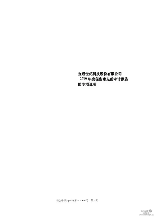 宜通世纪：2019年度保留意见的审计报告的专项说明