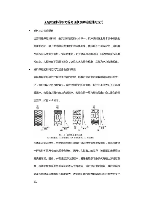 无烟煤滤料的水力筛分现象及颗粒的排列方式