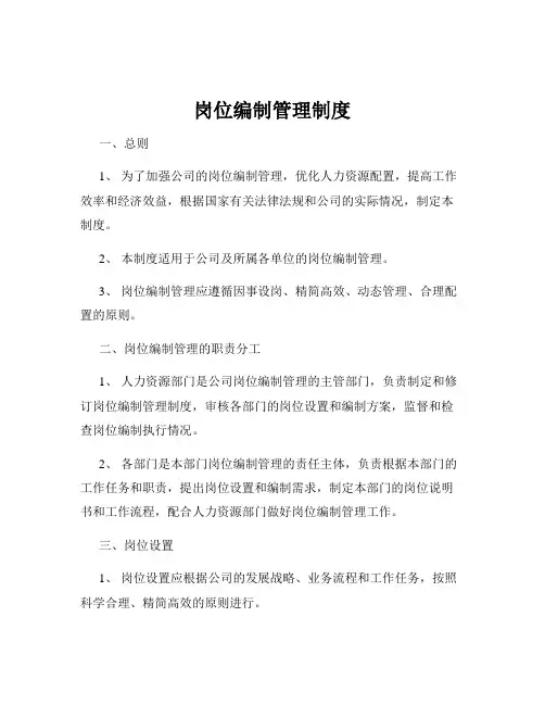 岗位编制管理制度