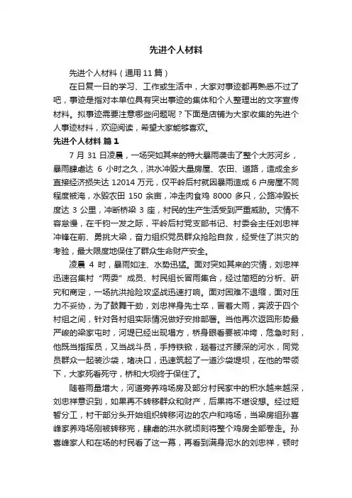 先进个人材料