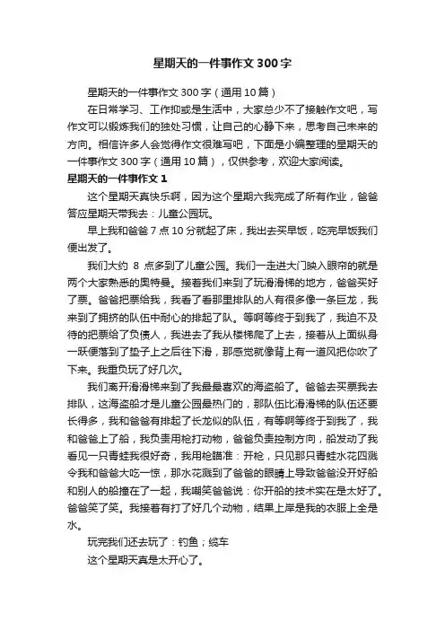 星期天的一件事作文300字