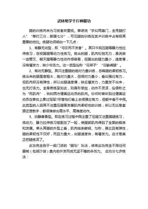 武林绝学千斤神腿功