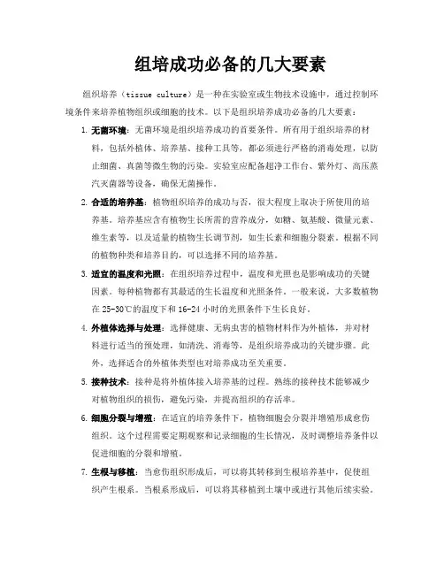 组培成功必备的几大要素
