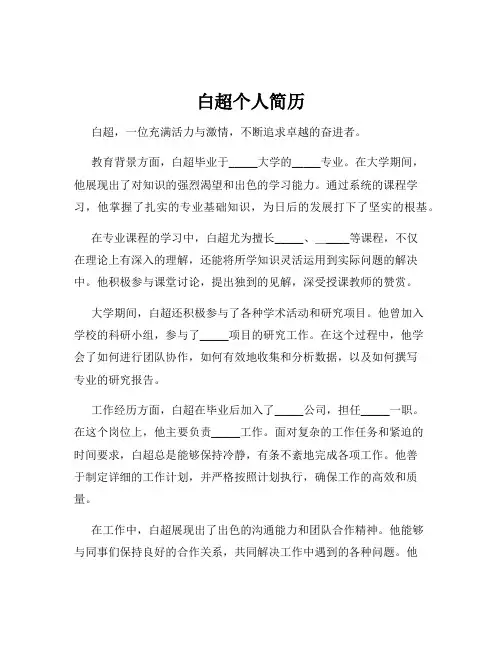 白超个人简历