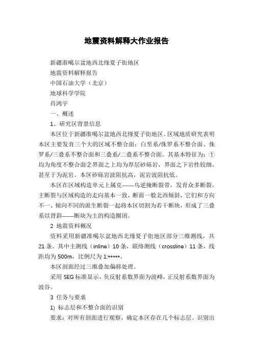 地震资料解释大作业报告