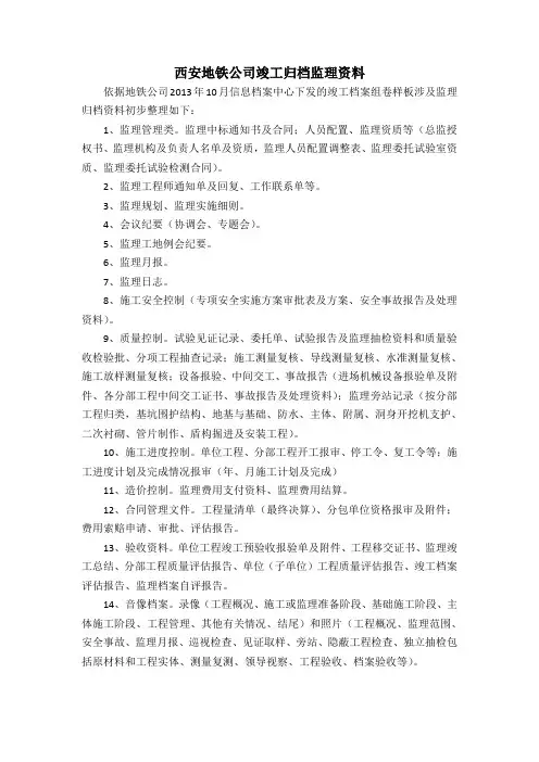 地铁公司竣工归档监理资料王斌20160112