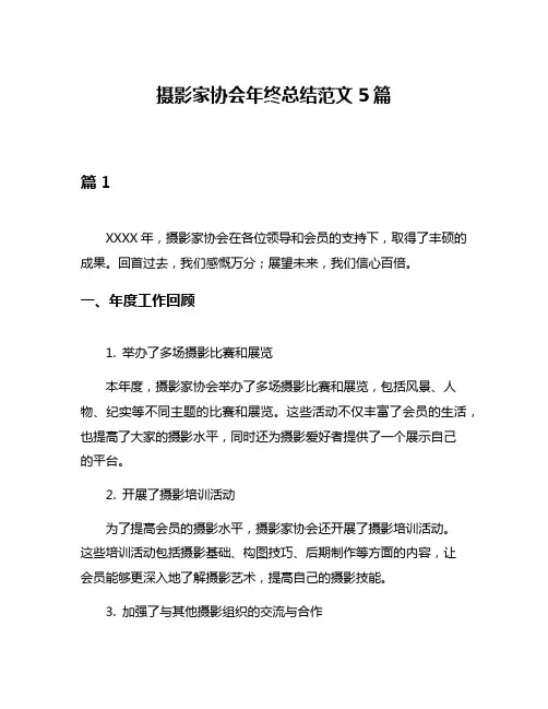 摄影家协会年终总结范文5篇