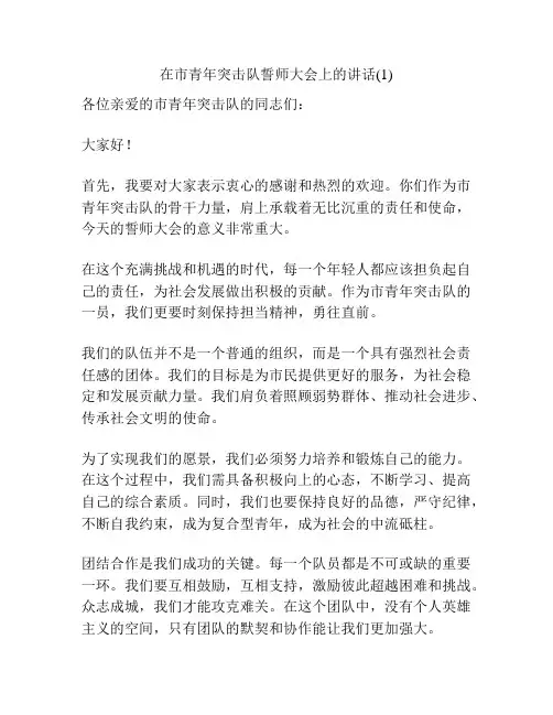 在市青年突击队誓师大会上的讲话(1)