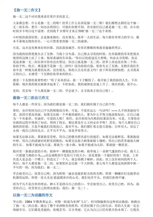 独一无二范文