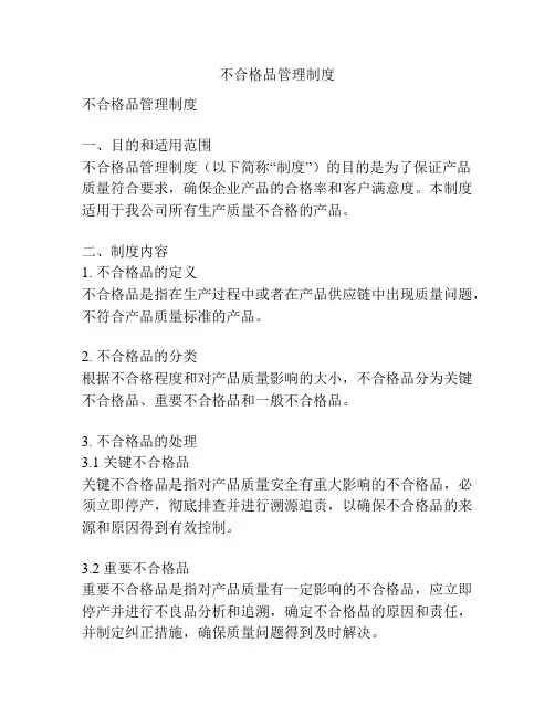不合格品管理制度