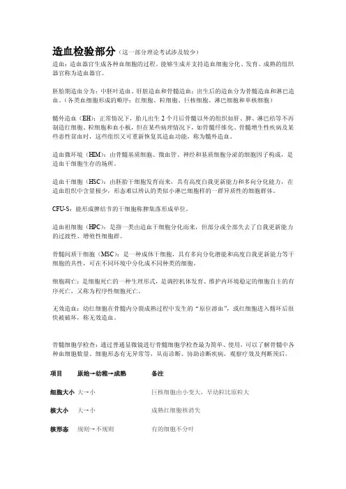 临床血液学检验名词解释小知识点