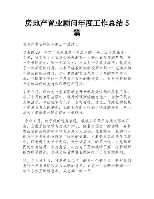 房地产置业顾问年度工作总结5篇