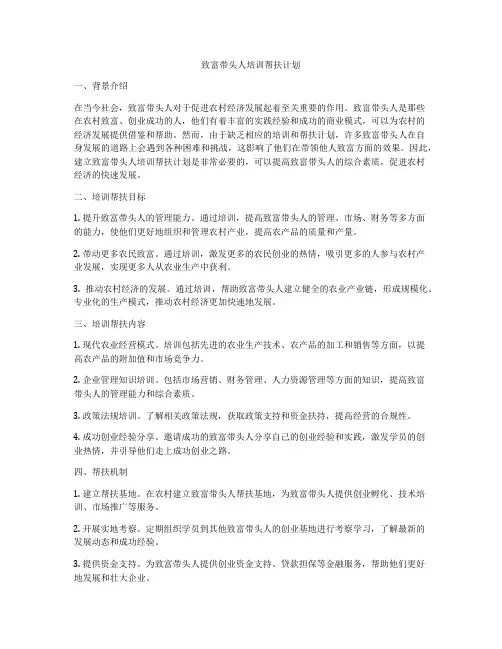 致富带头人培训帮扶计划