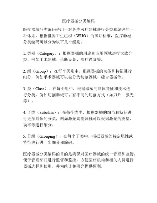 医疗器械分类编码