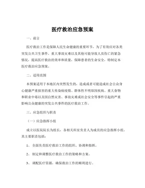 医疗救治应急预案
