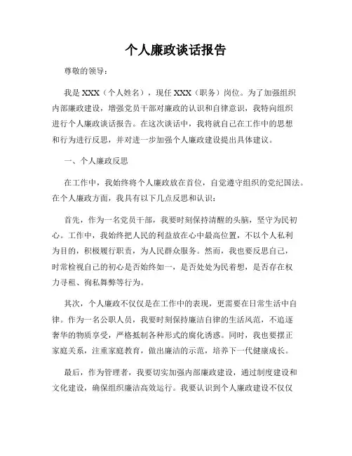 个人廉政谈话报告