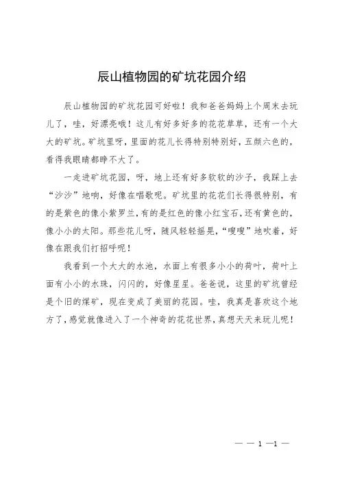 辰山植物园的矿坑花园介绍